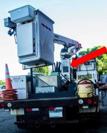 Location of ID plate on bucket truck boom arm